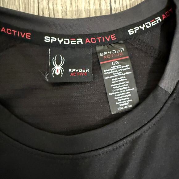 Spyder Active Men's Long Sleeve Tee T-Shirt ProWeb Microfleece Black Large NWOT - Picture 4 of 9